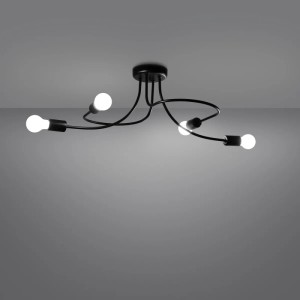 Schwarzer Sollux Lighting Kronleuchter Levar mit vier Leuchten. Avantgarde-Design für Lampen & Leuchten.