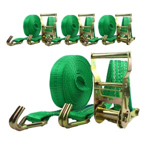 4 grüne TRUTZHOLM Ratschen Spanngurte, 6m, 2t, mit Metallratsche und Haken, zur Ladungssicherung.