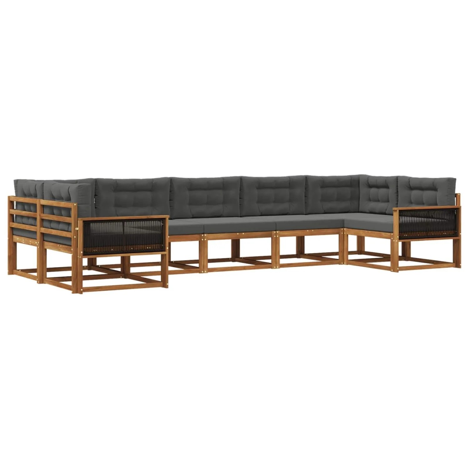 vidaXL Outdoor-Sofagarnitur mit Kissen 7 Stk Natur und Anthrazit 3382865