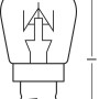 Abbildung eines Osram Halogen Leuchtmittel E14 in Röhrenform mit Maßangaben.