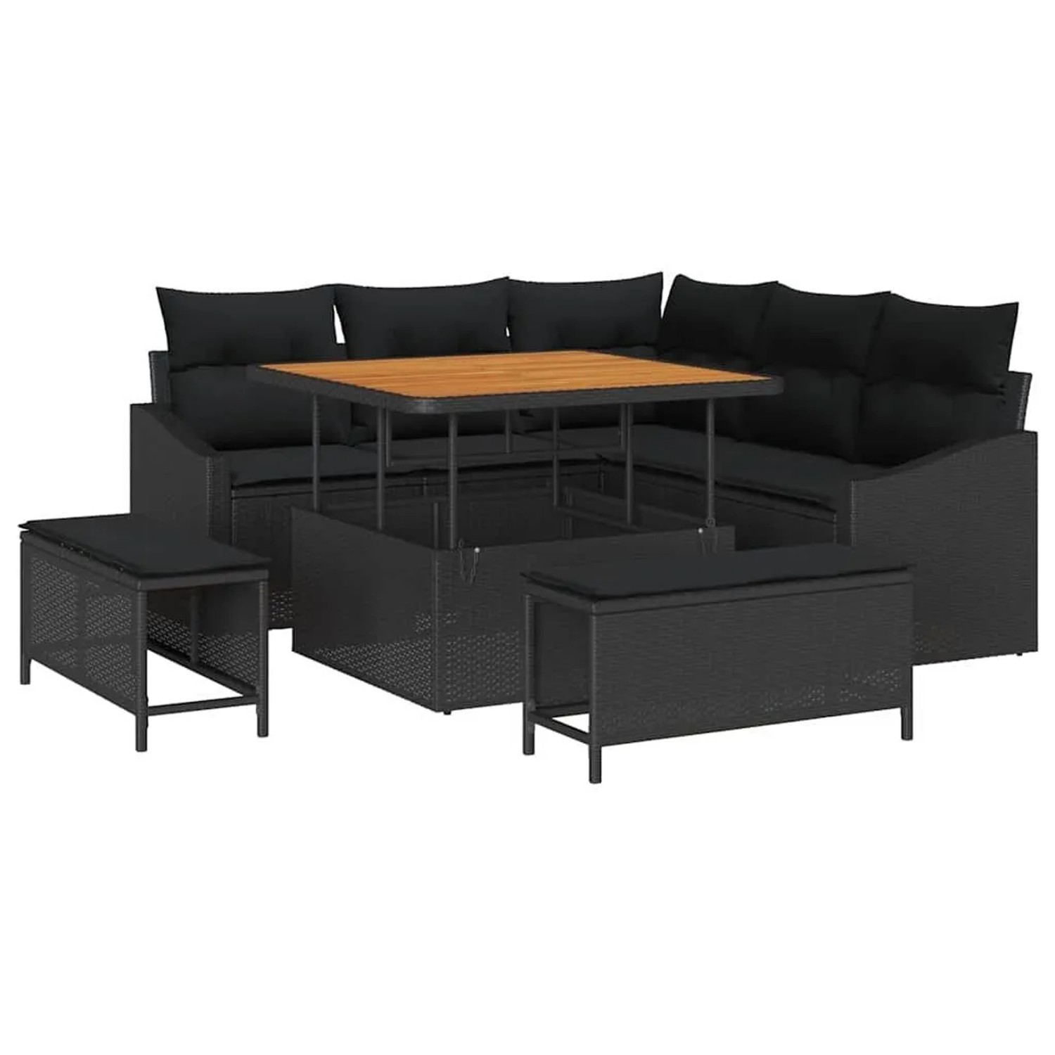 vidaXL Gartensofa-Set mit Kissen 8 Stk Schwarz Poly Rattan 3364594