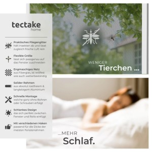 Tectake Fliegengitter Mit Aluminiumrahmen Fliegengitter Mit Aluminiumrahmen Für Fenster Für Fenster Wetter  und Uv Beständig 120 x 140 cm 1 x 120 x 14