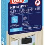 Verpackung des tesa Insect Stop Klett Fliegengitters für Fenster, anthrazit, max. 130x150cm.