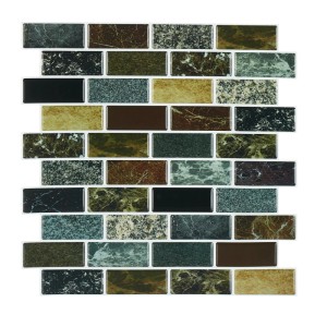 Relaxdays Fliesenaufkleber 10er Set, selbstklebend, in mehrfarbiger Steinoptik. Wasserfeste Kunststoff-Mosaikfliesen für Küchenrückwände.