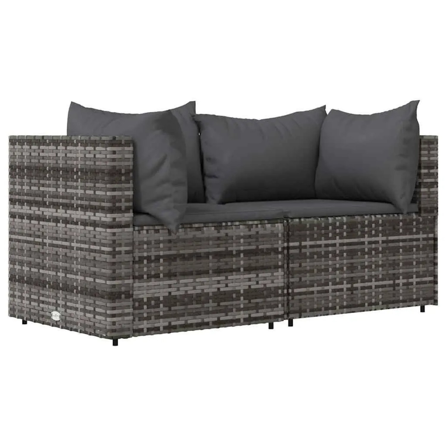 vidaXL Garten-Ecksofas mit Kissen 2 Stk Grau Poly Rattan 319762