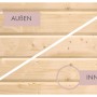 Detailaufnahme der Wandbretter des Karibu Saunahauses Jasper, zeigt Innen- und Außenseite.