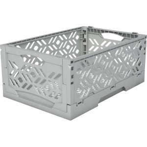 Hellgraue Klappbox Mini, 3,1 l, ideal zur Aufbewahrung und platzsparend zusammenklappbar.