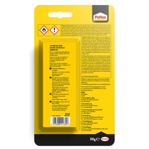 Pattex Special Kleber Kunststoff 30g Tube auf gelber Verpackung mit Warnsymbolen.