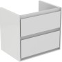 Weißer Ideal Standard Connect Air Waschbeckenunterschrank (58 cm) mit zwei Schubladen.