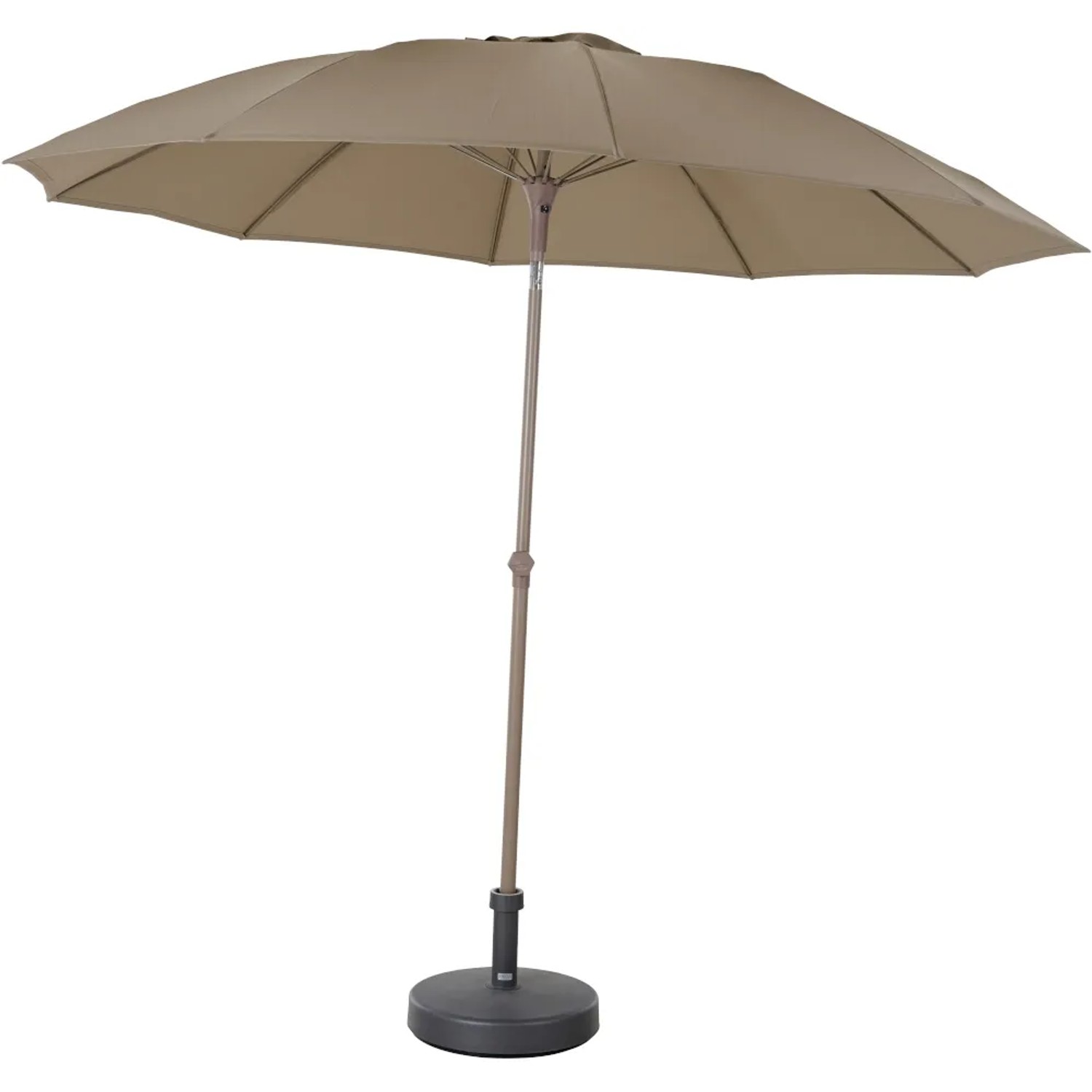 Siena Garden Marktschirm, Ø 270 cm, Taupe, mit Schieber und Aluminiumgestell. Sonnenschirm für Garten und Balkon.