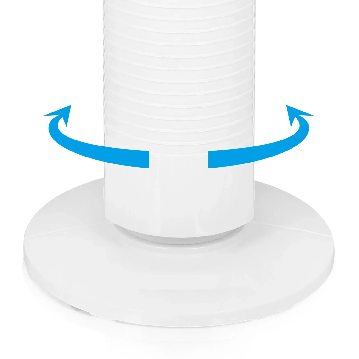 Detailaufnahme des weißen Emerio Towerventilators (80 cm) mit Drehfunktion.
