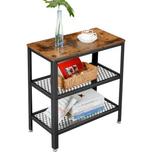 Songmics Beistelltisch Daxton mit Netzablage Industrie-Design Braun-Schwarz