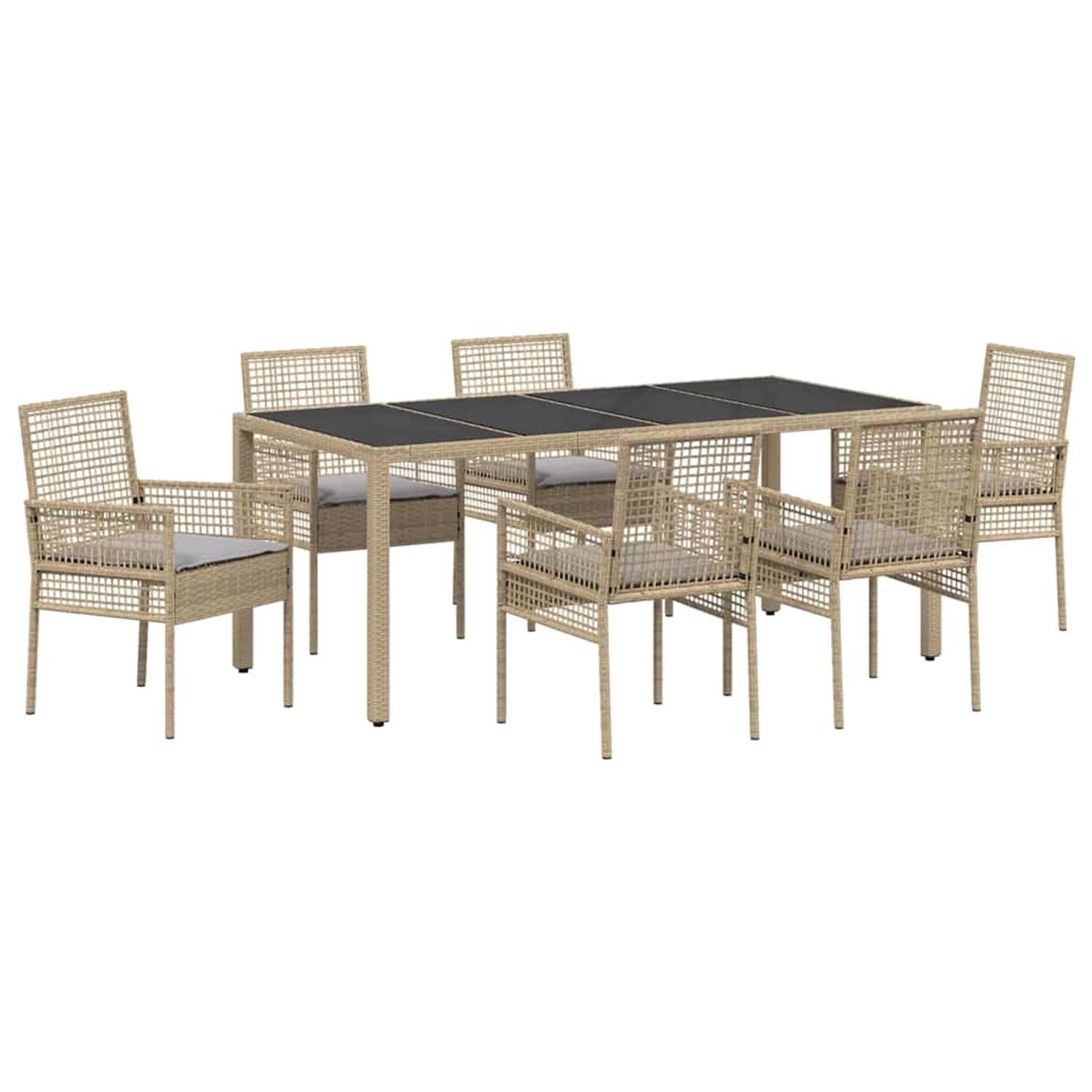 vidaXL Garten Essgruppe 7-Tlg Beige Poly Rattan 3334883 günstig online kaufen