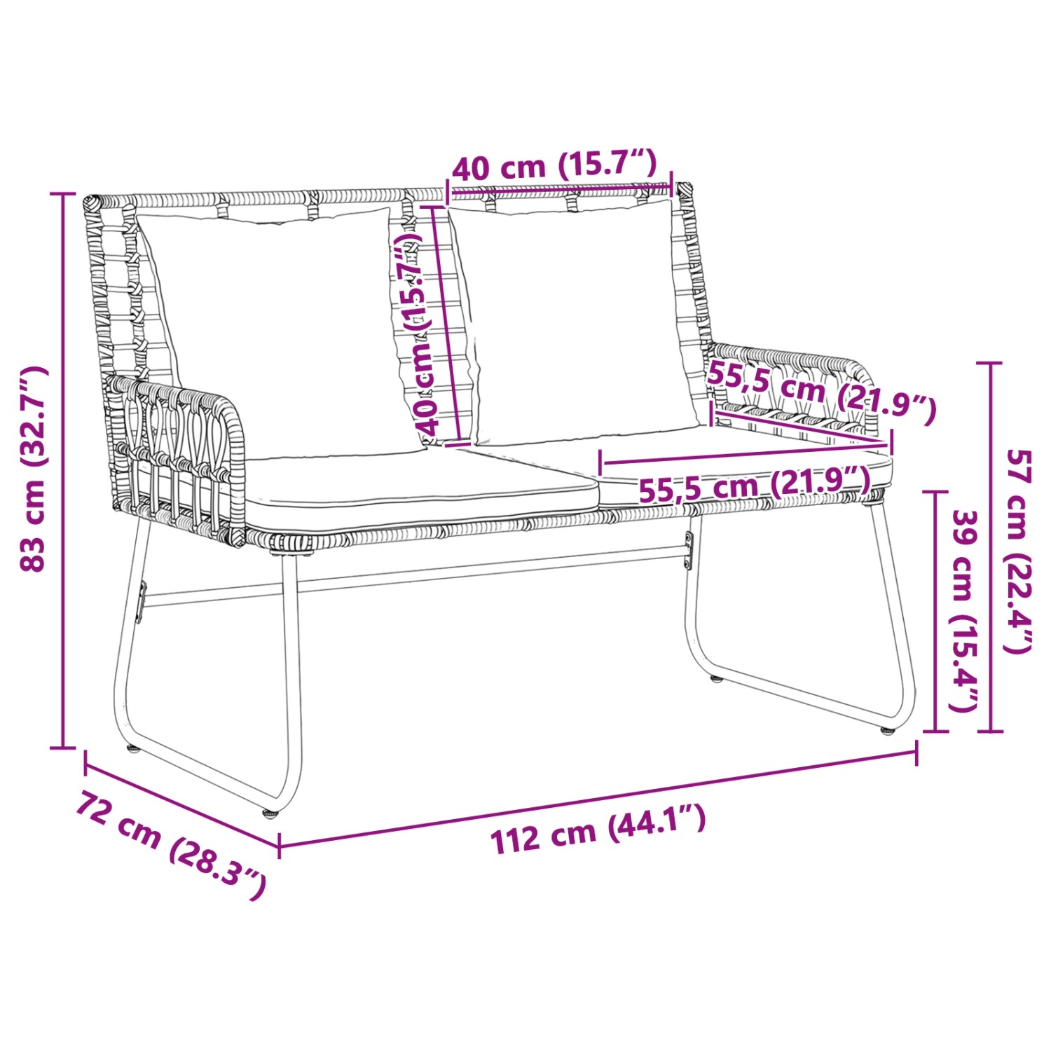 vidaXL 3-tlg. Garten Essgruppe, schwarz/anthrazit, Poly Rattan/Stahl, Maße beachten!