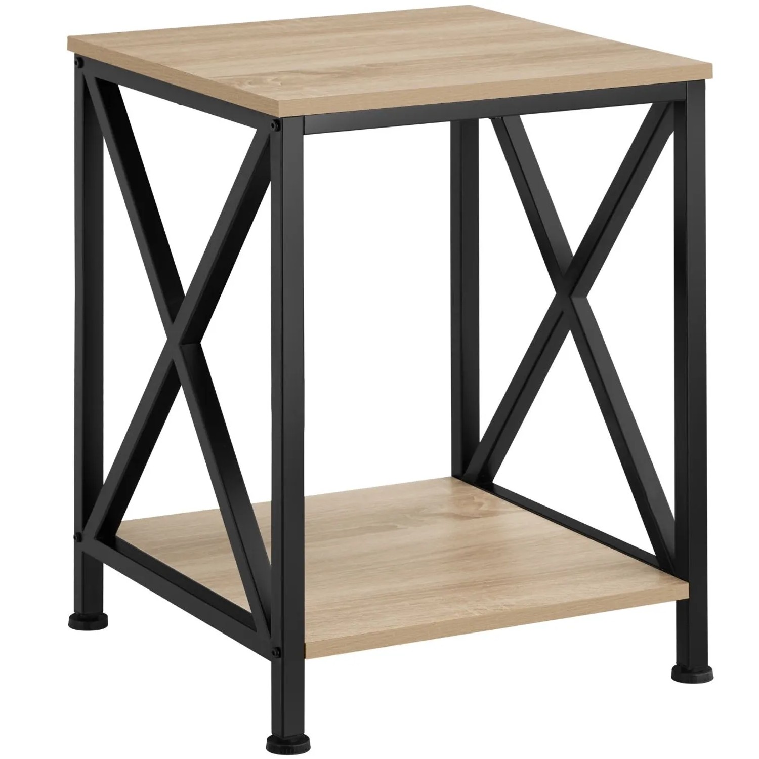 Tectake Beistelltisch Carlton Industrial Style Holz und Stahl  40 50 x 40 50 x 52 20 cm Industrial Holz Hell  Eiche Sonoma