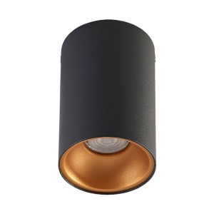 Schwarze Arcchio Vinja Deckenlampe aus Aluminium, innen goldfarben, mit GU10 Fassung für Flur.