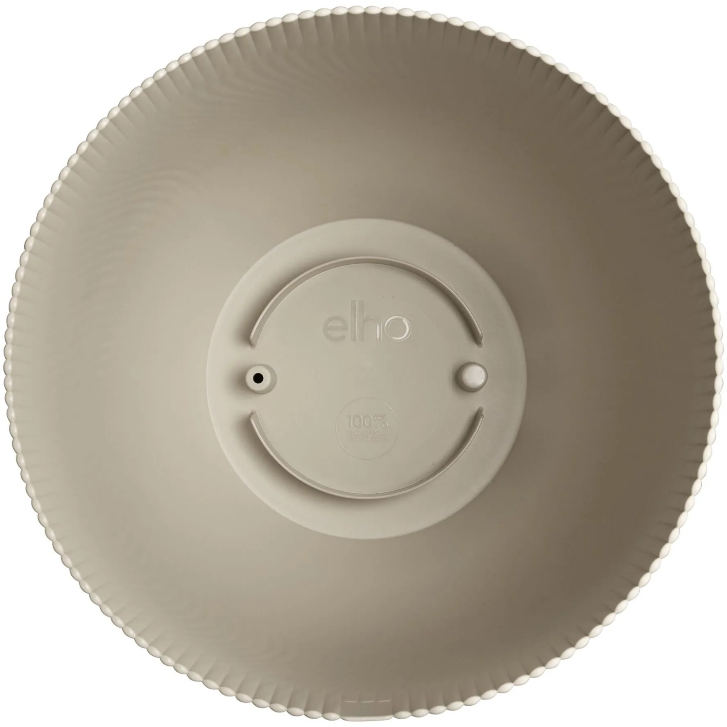 Beiger Elho Blumentopf Sereh, Ø 47 cm, Innenansicht mit Drainagelöchern.