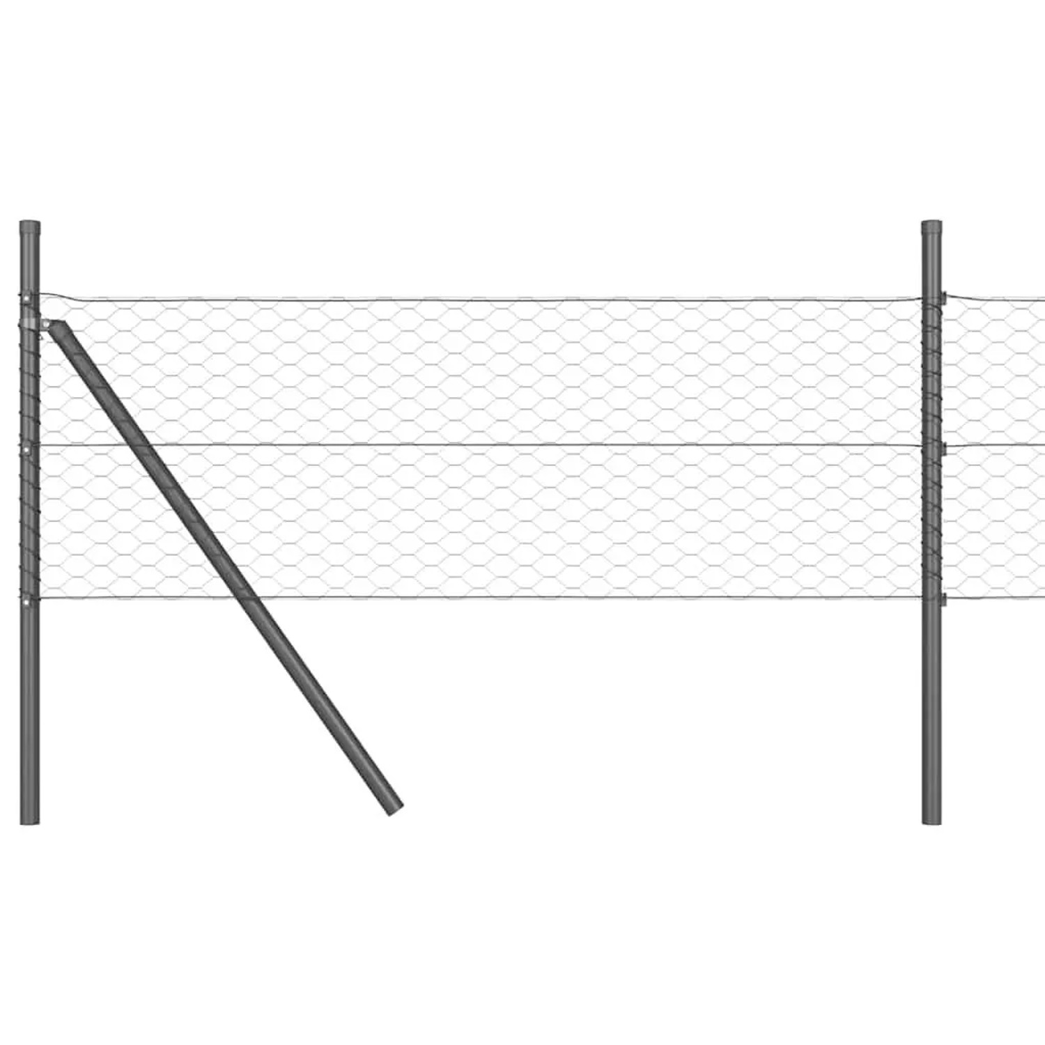 vidaXL Zaunpfosten Grau 10 x 0,8 m 36 mm Mesh Stahl und PVC 3352775