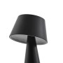 Schwarze Lindby LED Solarleuchte Lirinor, dimmbar und spritzwassergeschützt, für Garten und Terrasse.