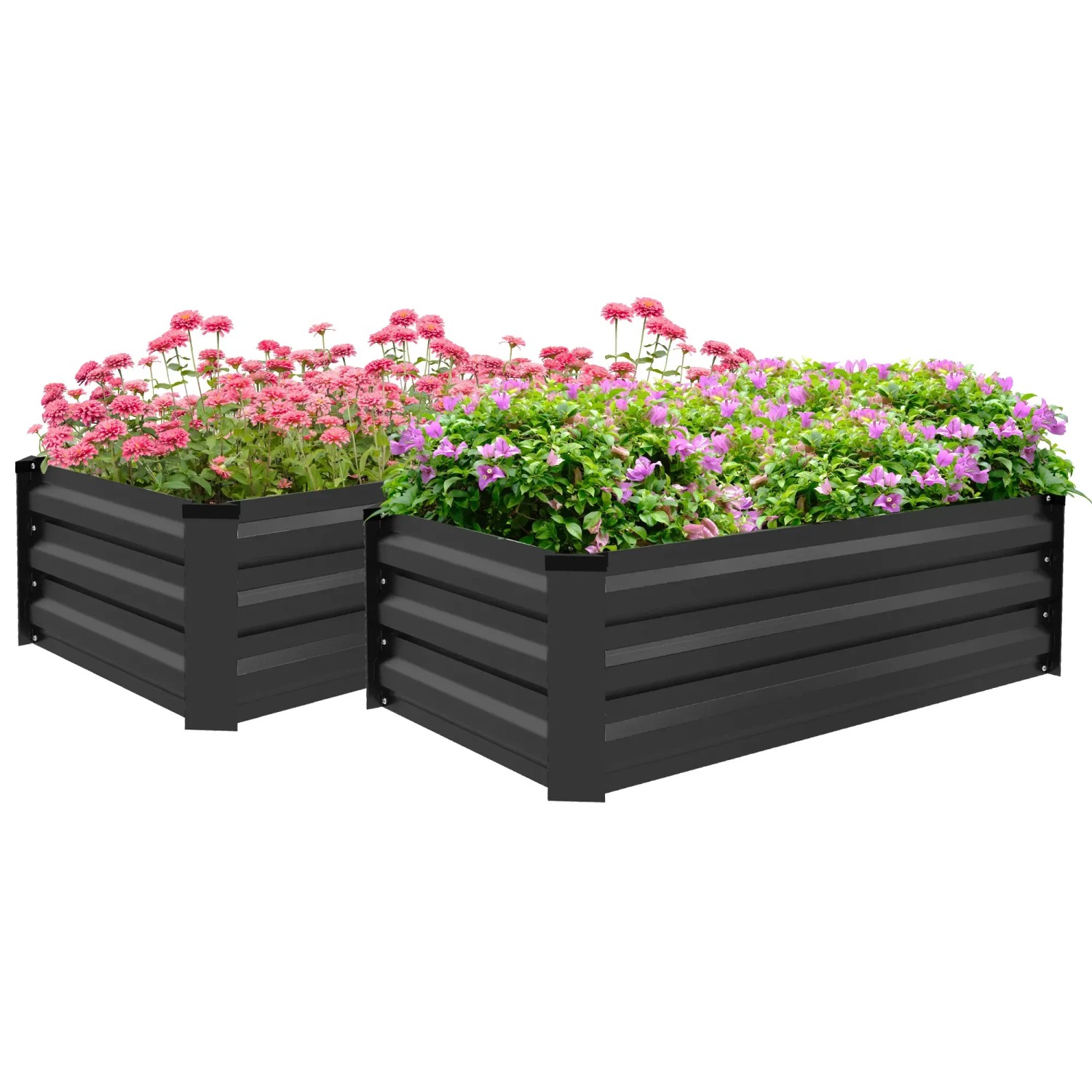 Outsunny Hochbeet Offener Boden Verzinkter Stahl 100L x 60B x 30H cm Dunkelgrau