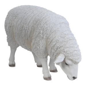 Detailreiche Deko-Figur Schaf (81 cm) aus Polyresin für die Gartendekoration.