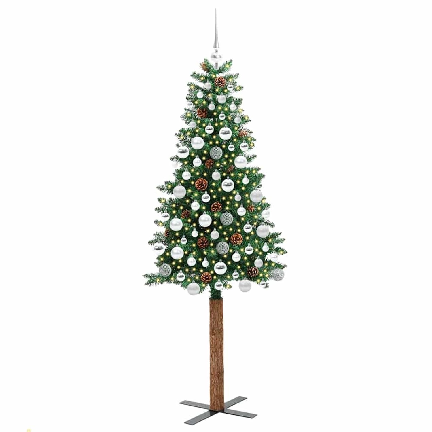 vidaXL Schlanker Weihnachtsbaum mit 300 LEDs mit Ständer Grün 180 cm 3394869