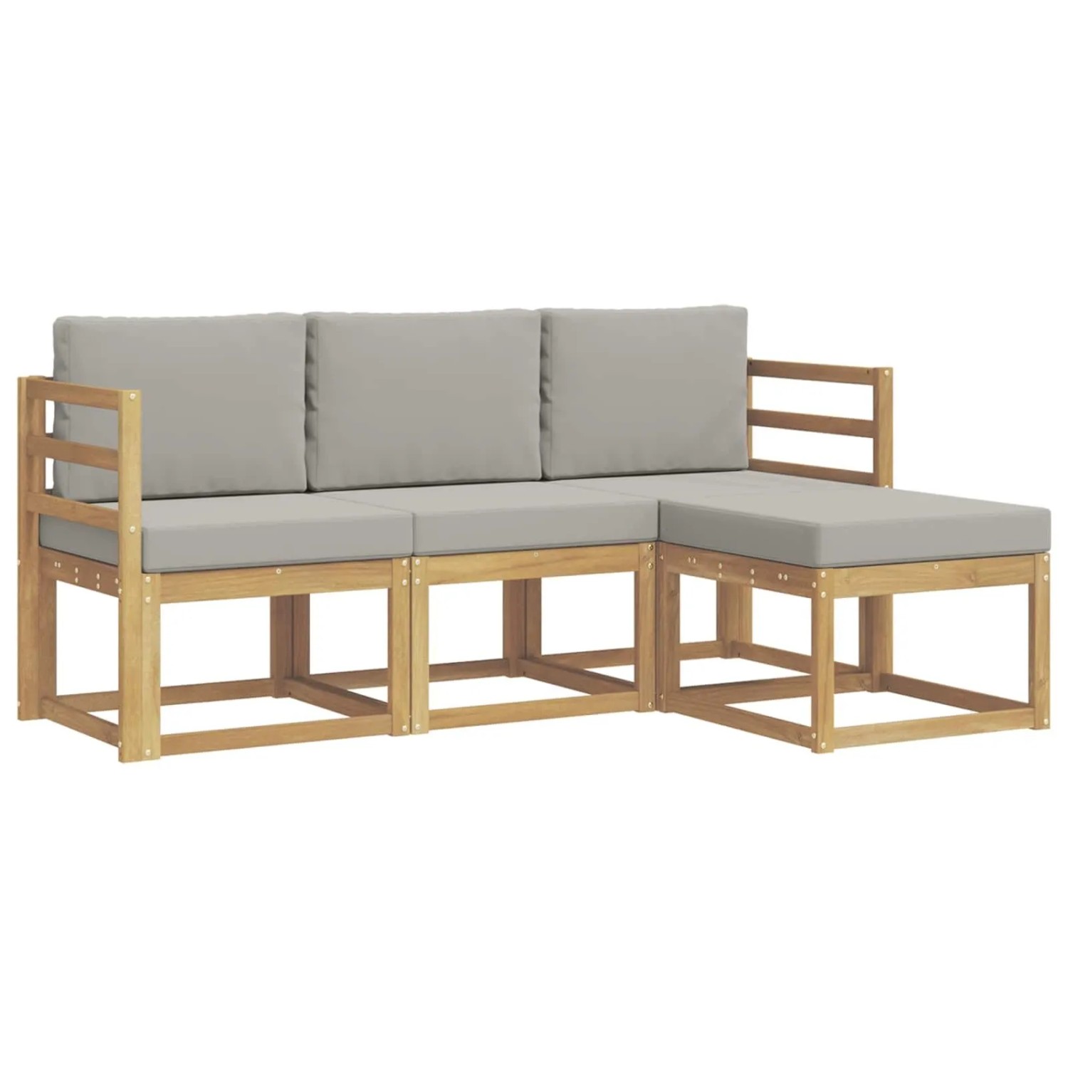 vidaXL Outdoor-Sofagarnitur 4-Tlg Weiß und Hellgrau 3387440