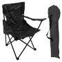 Schwarzer Mojawo Anglersessel/Campingstuhl mit Getränkehalter und Tragetasche.
