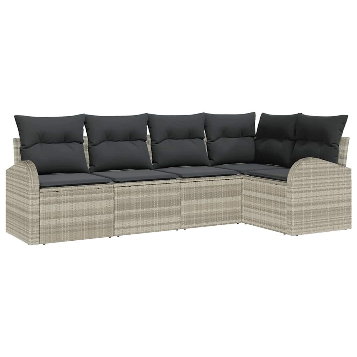 vidaXL Garten-Sofa-Set mit Kissen 5-Tlg Hellgrau Poly Rattan 3354711 günstig online kaufen