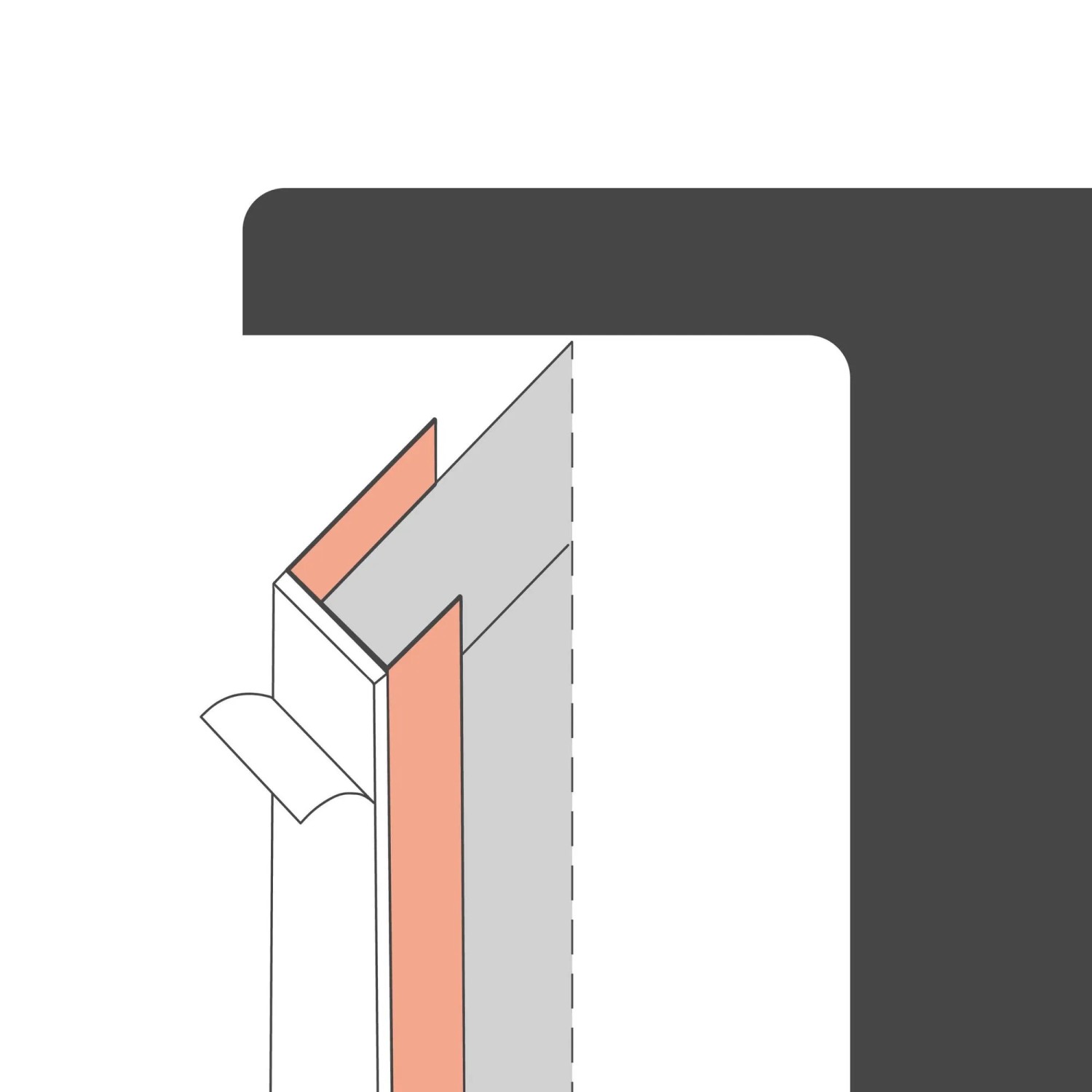Protektor Einfassprofil, selbstklebend, weiß, für 12,5mm Platten. PVC Profil für Putzträger.