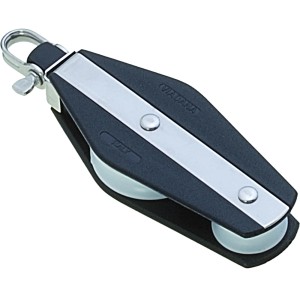 Seilflechter Violinenblock mit 2 Rollen, Gleitlager und Bügel für 10 mm Schot.