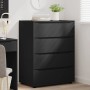 Schwarzer vidaXL Stauraumschrank (2 Stk.) aus Holzwerkstoff mit 4 Schubladen für Wohnzimmer.
