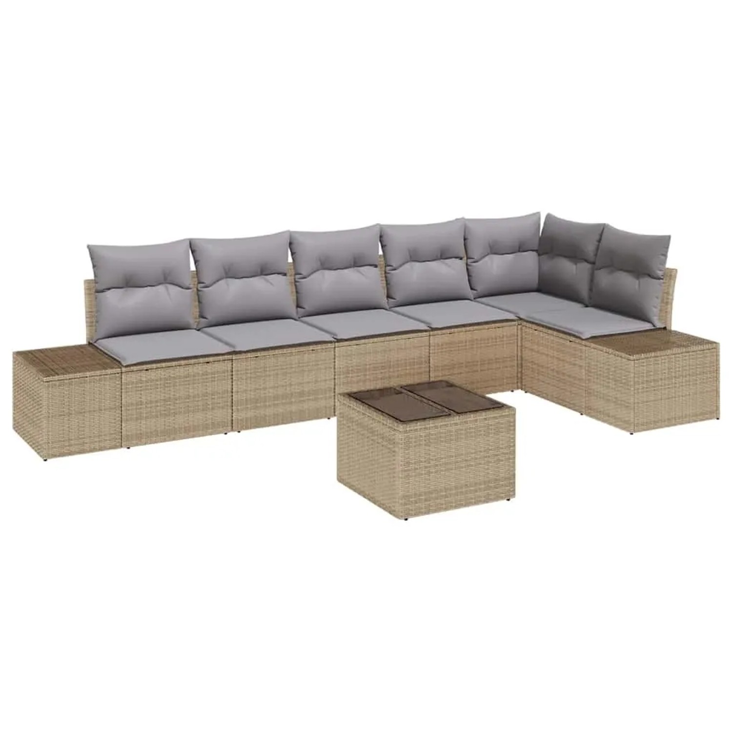 Thumbnail - vidaXL Gartensofa-Set mit Speicher Beige und Hellgrau Poly-Rattan 3355759