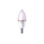 Philips Smart-LED-Leuchtmittel E14 Kerzenform, leuchtet lila. RGB-Farbwechsel, dimmbar, WiZ-fähig für smarte Beleuchtung.