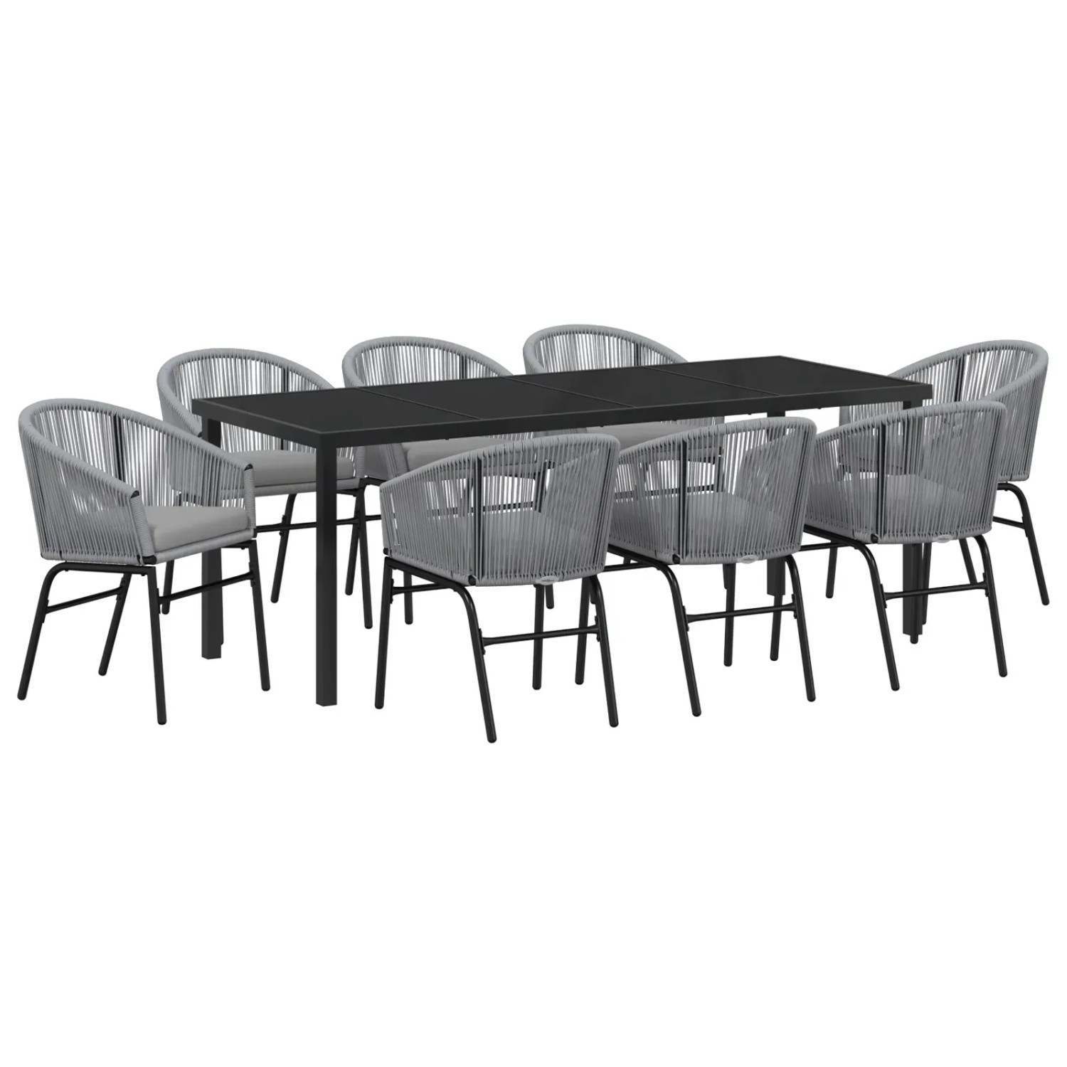 vidaXL Garten Essgruppe 9-Tlg Grau Poly Rattan 3379365