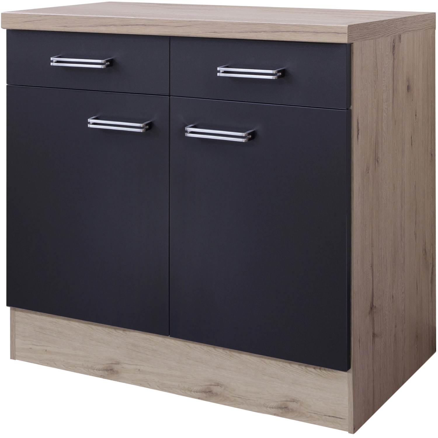 Flex-Well Exclusiv Unterschrank Lara 80 cm Anthrazit-San Remo Eiche