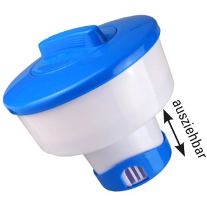 Summer Fun Chlordosierschwimmer für 200g Tabletten, blau-weiß, ausziehbar.