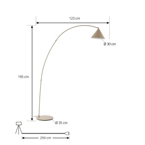 Lindby Stehlampe Bogenleuchte Triangolo 10041613 Modern in Creme aus Metall 1-flammig E27 Wohnzimmerleuchte
