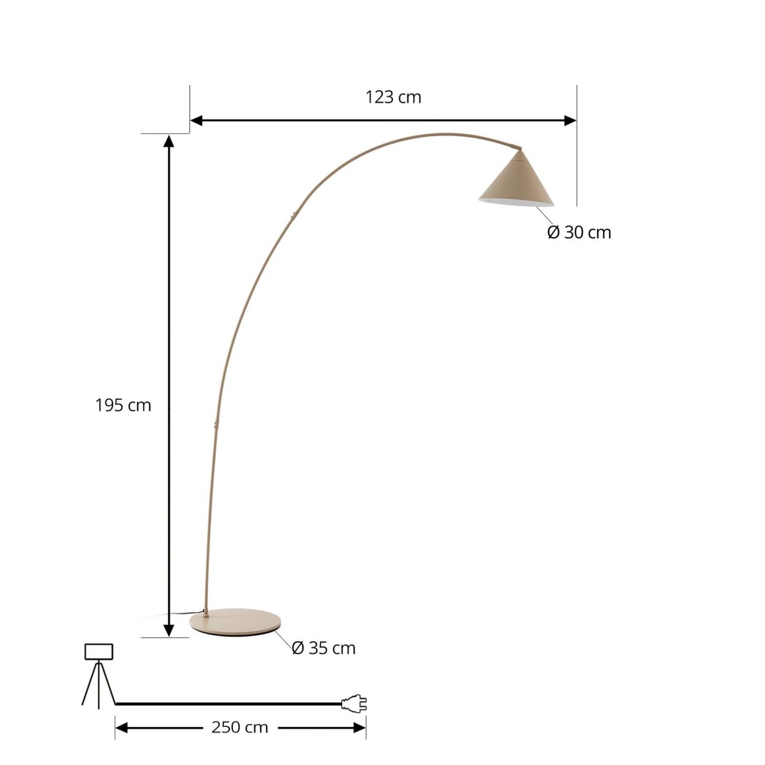 Lindby Stehlampe Bogenleuchte Triangolo 10041613 Modern in Creme aus Metall 1-flammig E27 Wohnzimmerleuchte_3