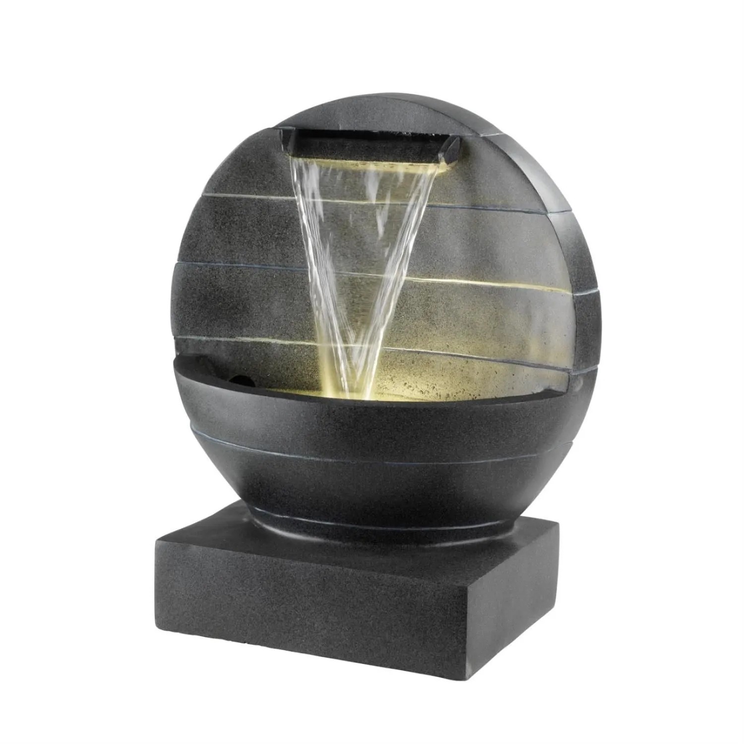 Marelida Brunnen Gartenbrunnen Mit Wasserfall Beleuchtet Polyresin Zierbrunnen 59cm