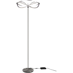 Moderne Trio LED Stehlampe Charivari in Nickel matt, dimmbar. Design-Stehleuchte für Wohnbereich.