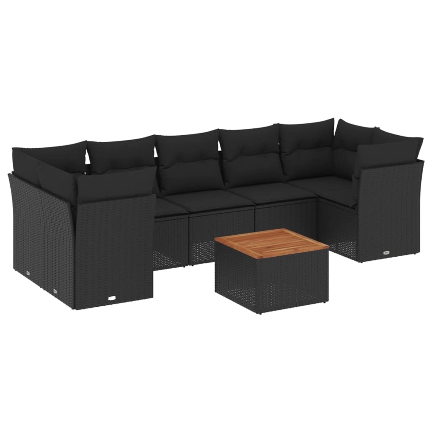 vidaXL 8-Tlg Garten-Sofagarnitur mit Kissen Schwarz Poly Rattan 3255838 günstig online kaufen