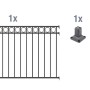 Metallzaun Anbau-Set Circle, anthrazit, zum Aufschrauben, 120x200 cm, bestehend aus Zaunfeld, Pfosten und Pfostenträger.