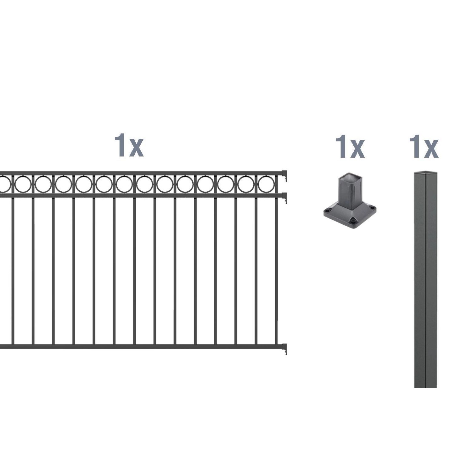 Metallzaun Anbau-Set Circle Anthrazit z. Aufschrauben 120 cm x 200 cm