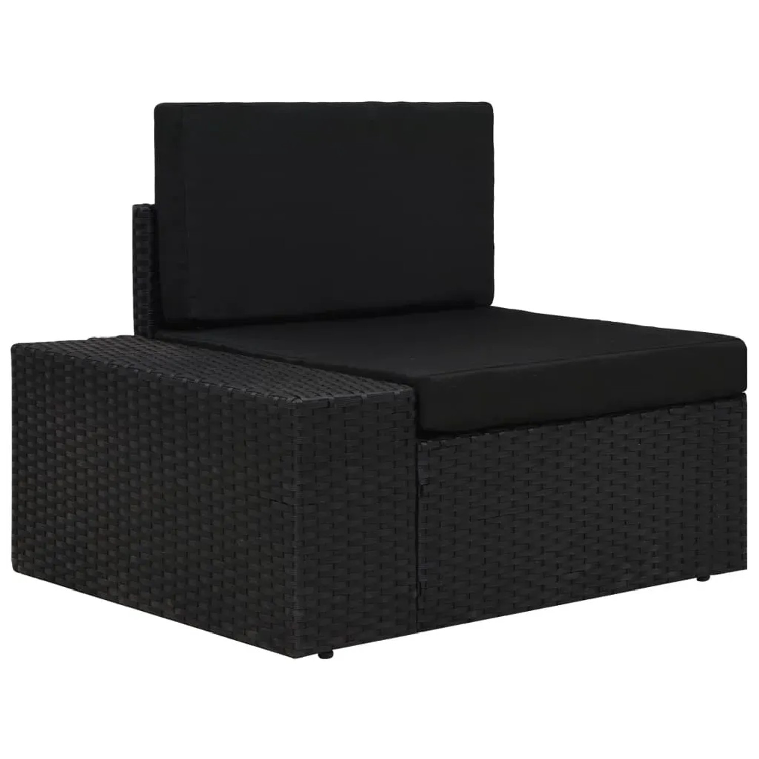 Schwarzes vidaXL Garten-Lounge-Set aus Rattan, ein modulares Gartenmöbel für Terrasse und Garten.