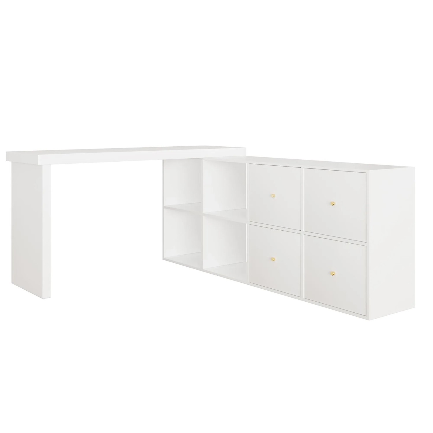 Merax Eckschreibtisch L Form 360° Schwenkbar MDF Weiß