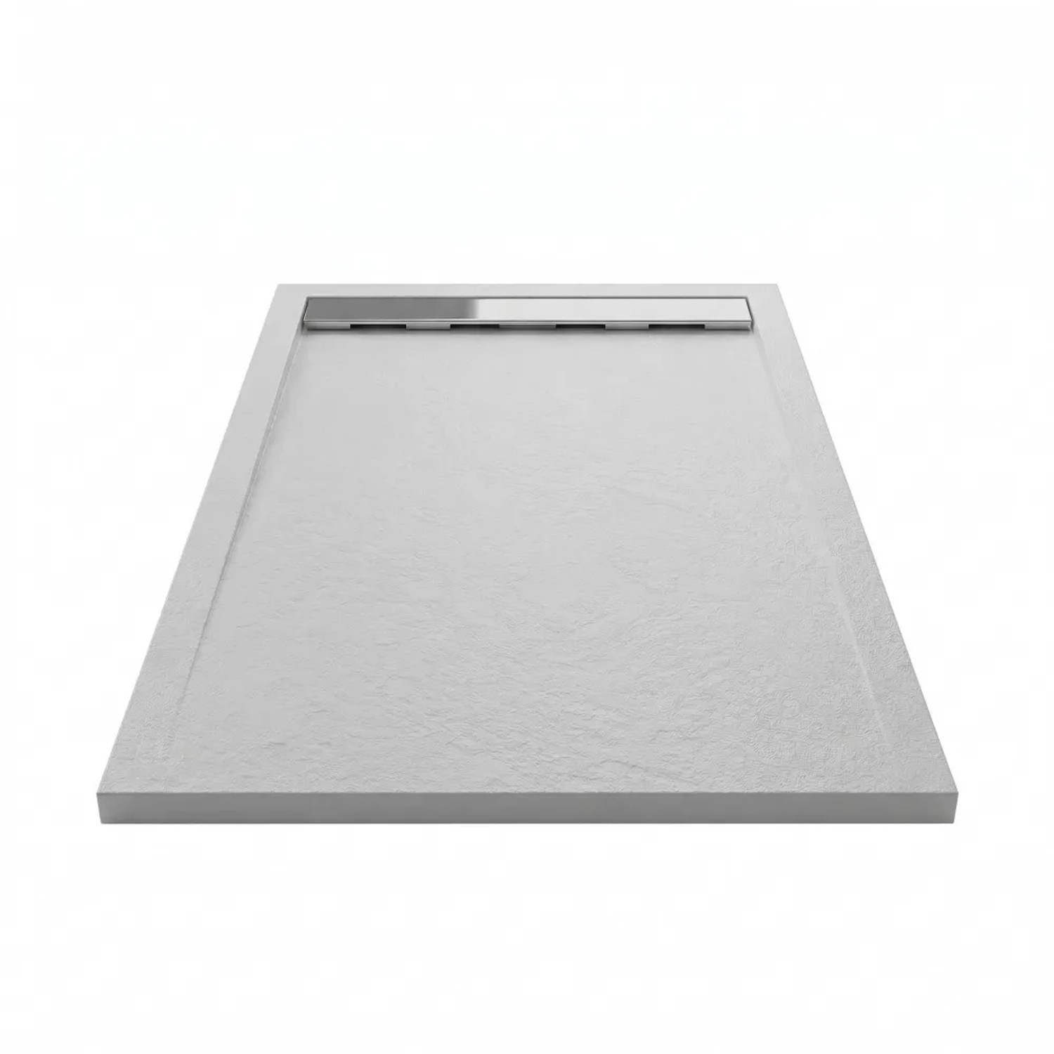 Mirlo Mineralguss Duschwanne Extra Flach Ribera  Grau Ablaufschutz Chrom 80x190cm