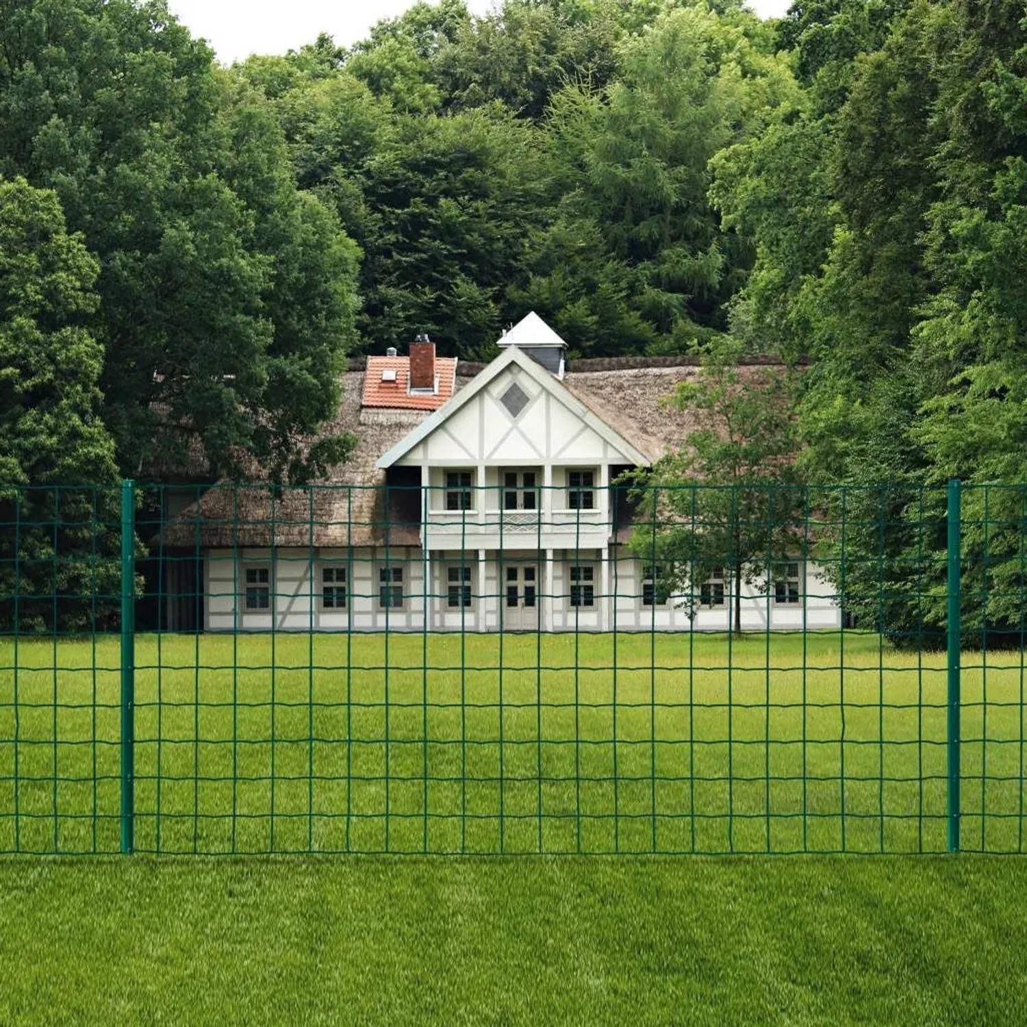Grüner Metallzaun (20x0,8 m) von vidaXL aus Stahl, ideal als Gartenzaun oder Tiergehege.