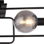 Moderne, 2-flammige Globo Deckenleuchte Blama in Schwarz matt mit rauchfarbenen Glasschirmen.
