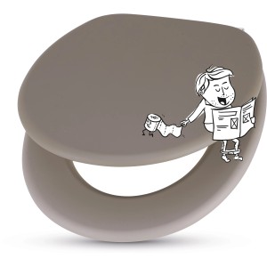 Grauer baliv WC-Sitz Preto mit Absenkautomatik und Cartoon-Motiv.